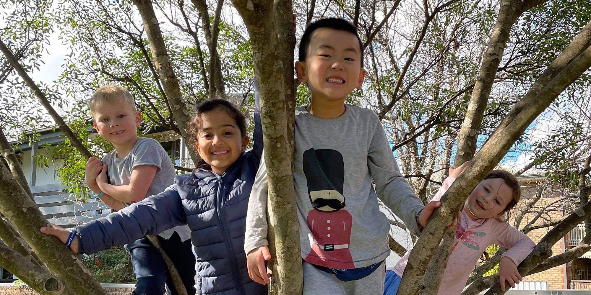OSHC children climbing trees