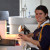 A Year 11 student conducting an experiment on the effect of the wavelength of light on the heating of a sealed space.