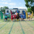 Primary School House Captains and some of the Senior School House Captains lined up on the finish line after the Primary School Sports Day