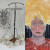 A collage showing four pieces of art by Concordia Class of 2021 students selected to appear in the 2022 SACE Art Show