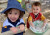 Collage showing an ELC student standing on a bridge in the ELC garden and an ELC student with his hands in a large mixing bowl