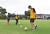 Blindfolded soccer PE lesson