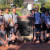 A group of Year 6s at a statue of Hans Heysen in Hahndorf