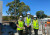 Kate Wood, Michael Paech and Sally Staggs standing on the first floor of our new three-storey building