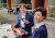 Students eating pretzels at the German Day Out excursion to the University of Adelaide