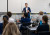 Anthony speaks to students