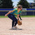 Jessie Keech fielding in a softball match at the Peppers Classic